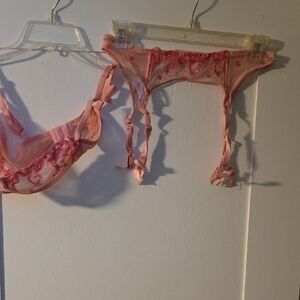 Victoria's Secret Pink Floral Lace Bra Set